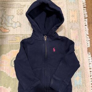 Polo by Ralph Lauren Kids Navy Hoodie with Pink Logo